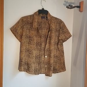 Cheetah print short sleeve button up